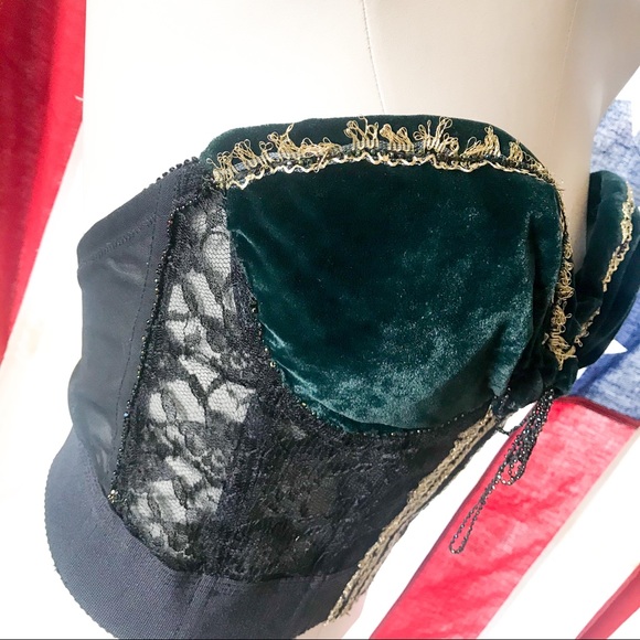 Beaded Lace & Velvet Bustier - Picture 3 of 9